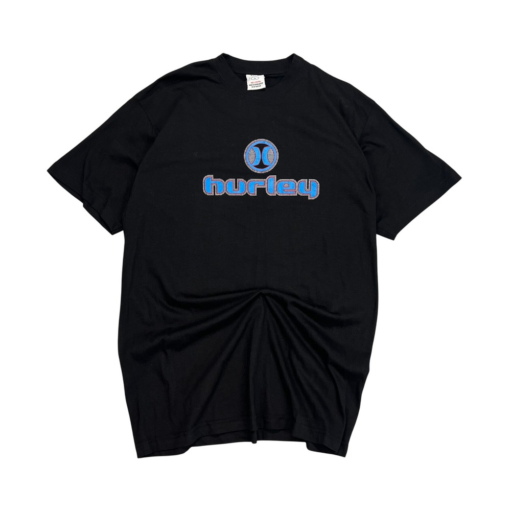 Vintage 00s Hurley Mens XL Graphic T-Shirt Black Short Sleeve Cotton Logo Tee‎
